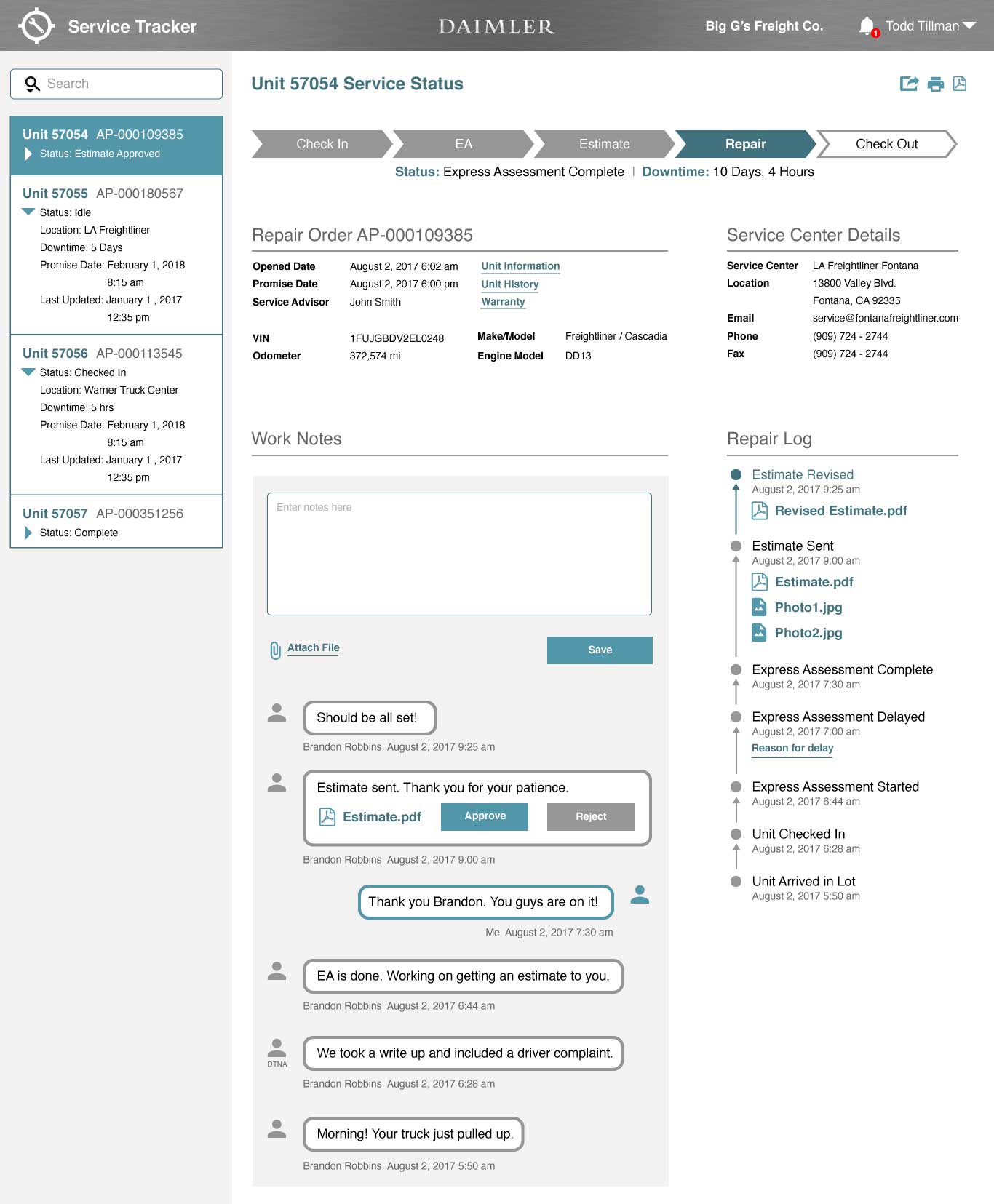 Daimler Trucks Service Tracker
